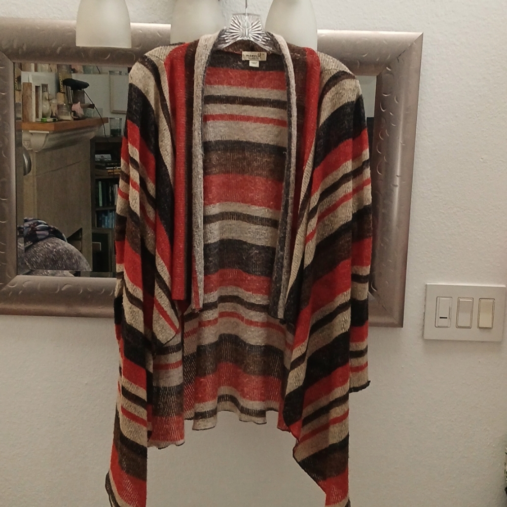One World "Live and Let Live" Open Knit  Cardigan